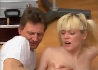Pigtailed teen fucks her father