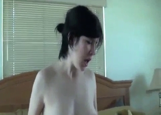 Brunette sucking her son's meaty dick