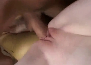 Doggy style for blonde's tight cunt